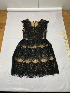 blu pepper lace dress Blu Pepper Front Lace Midi Dress Denim / L, Size L
